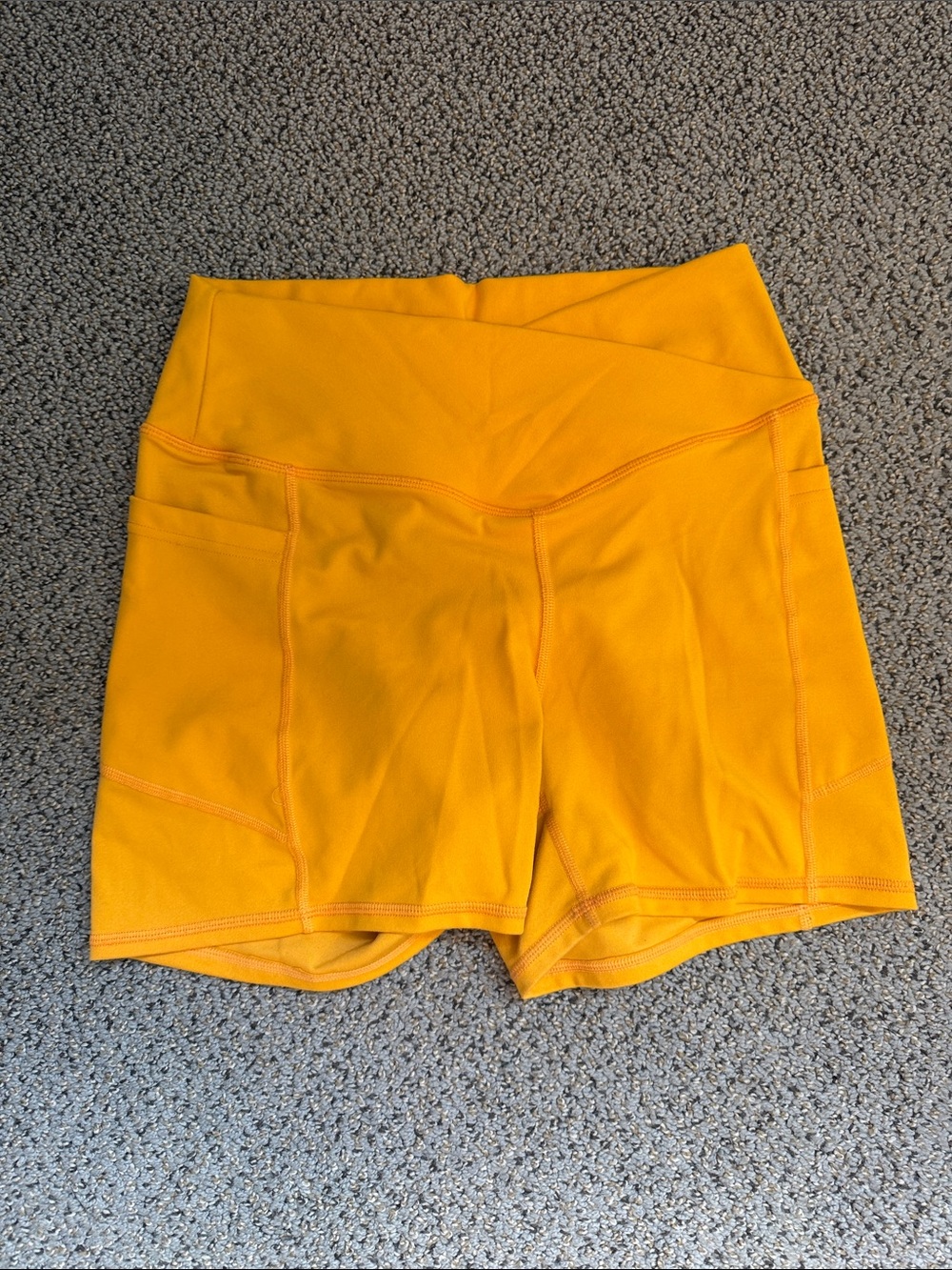 Gilly Hicks High-Waist Performance Shorts in Bright Orange